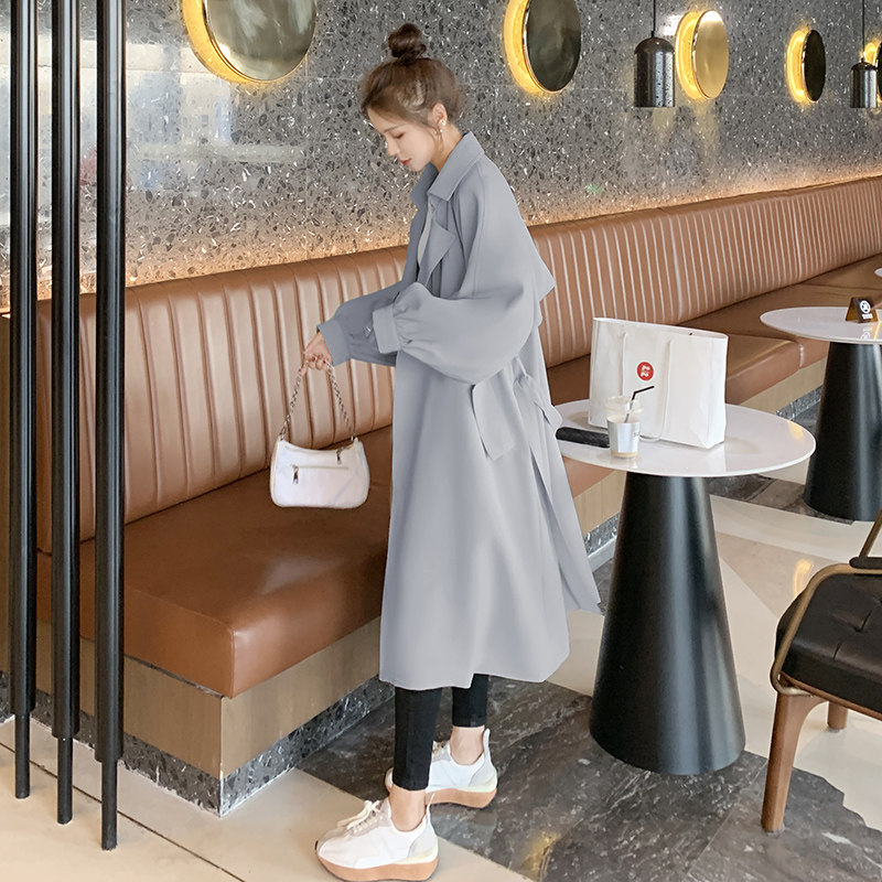 Foggy Blue Windsuit Woman 2022 Early Spring New Women's Mini Superior Sensation Medium Long Version Great Clothes Spring Autumn Jacket