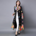 Live 2020 mùa xuân và mùa thu người cơn lốc in retro cardigan sửa chữa nghệ thuật lớn mã cộng với áo dài sửa chữa áo gió 