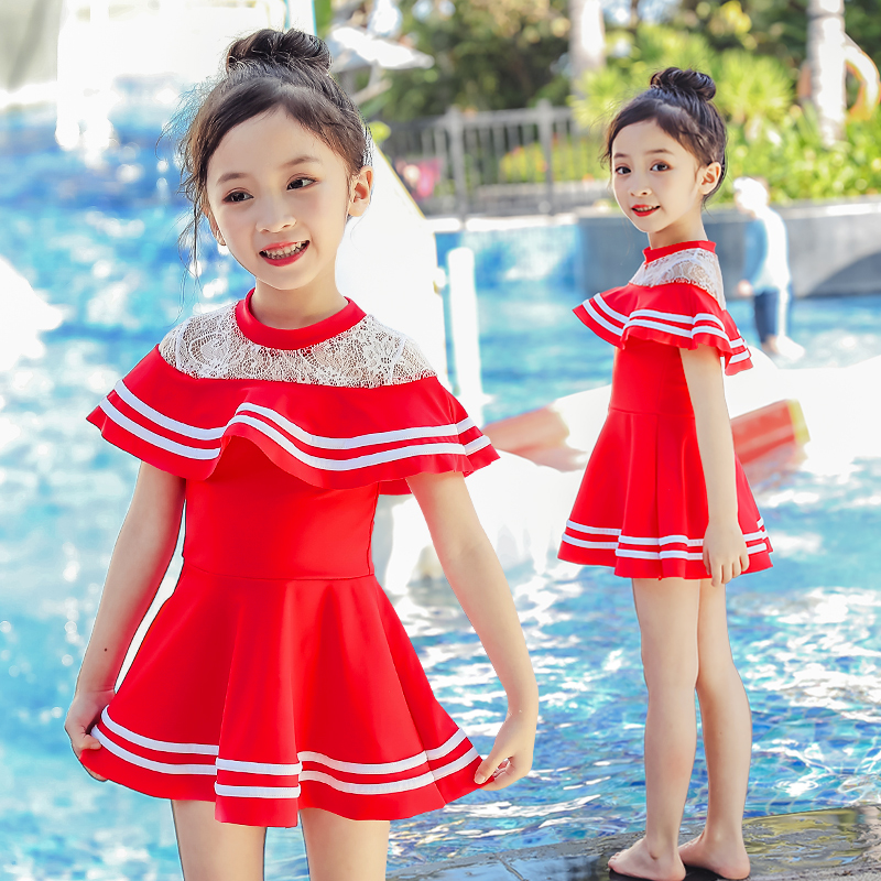Children's swimsuit girls middle and older children's one-piece princess skirt swimsuit cute baby baby baby children's swimsuit