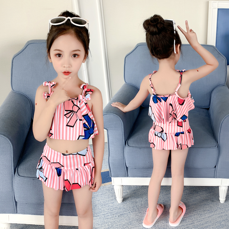 Kids swimsuit girls girls swimwear baby cute girls bikini hot spring baby split small middle to older children
