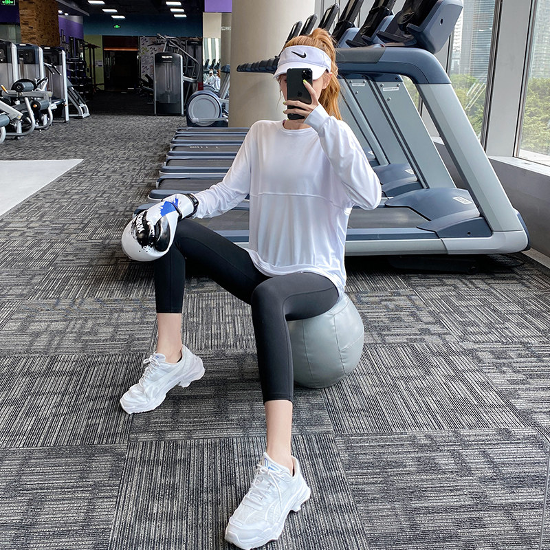 Sports blouses woman long sleeve elastic loose ventilation display slim casual fitness yoga clothes running quick dry T-shirt spring autumn