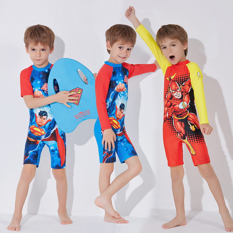 Children's one-piece swimsuit DC quick-drying sunscreen children's middle-aged children's split swimsuit baby Superman swimsuit