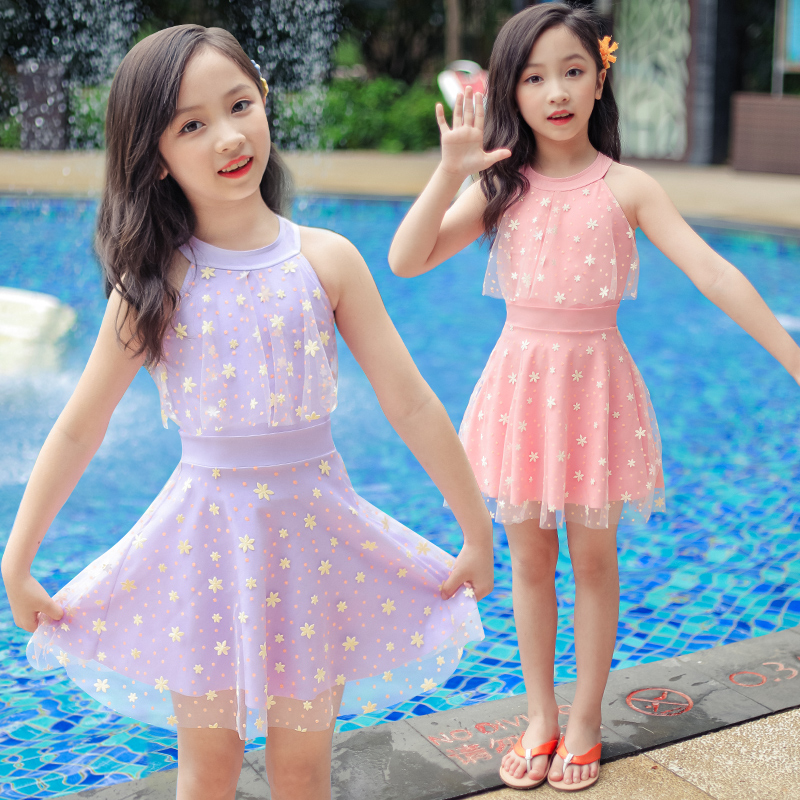 Children's swimsuit female summer one-piece swimsuit baby 2021 New Korean small and big boy cute princess swimsuit