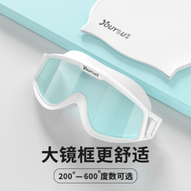 Large frame swimming goggles waterproof anti-fog HD adult male and female professional myopia swimming glasses swimming cap swimming cap equipment