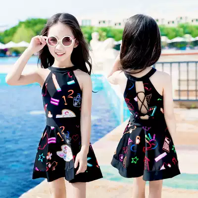 Youyou new swimsuit girl middle and older children Korean one-piece skirt flat angle children's swimsuit girl student swimsuit