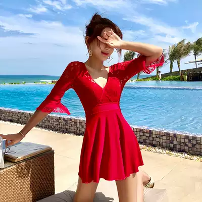 Women's swimwear women's one-piece belly cover is thin and conservative 2020 new sexy backless seaside resort hot spring swimming