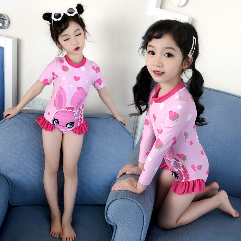Children's swimsuit Female one-piece baby swimsuit Cute girl swimsuit Toddler small middle and large children's hot spring swimsuit