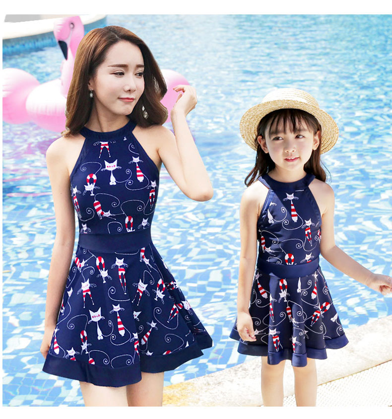 Youyou một mảnh áo tắm cha mẹ và con mặc bảo thủ bìa bụng áo tắm mẹ và con gái mô hình mùa xuân nóng váy phong cách cô gái đồ bơi quần bơi
