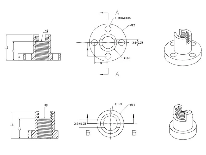 máy in ảnh chuyên nghiệp Phụ kiện máy in 3D T8 thanh vít bằng thép không gỉ chống phản ứng ngược đai ốc lò xo POM bằng đồng máy in mã vạch xprinter máy in màu hp