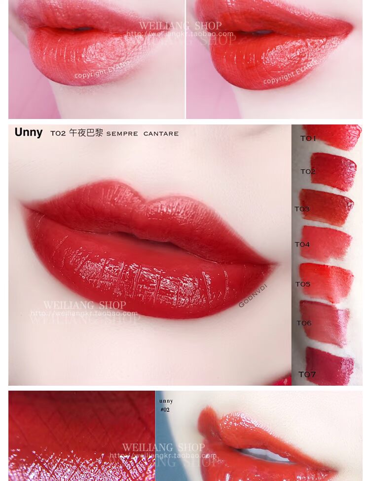 Hàn Quốc unny lip glaze đích thực nhuộm môi lỏng không dễ tẩy trắng lâu trôi màu bí ngô cắn son bóng - Son bóng / Liquid Rouge son bóng hồng đất	