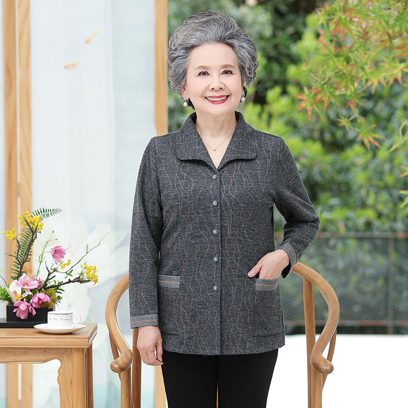 Middle-aged and elderly Spring and autumn thin jacket blouses old clothes old ladies'clothes old ladies' shirts Mom clothes grandma clothes in spring clothing