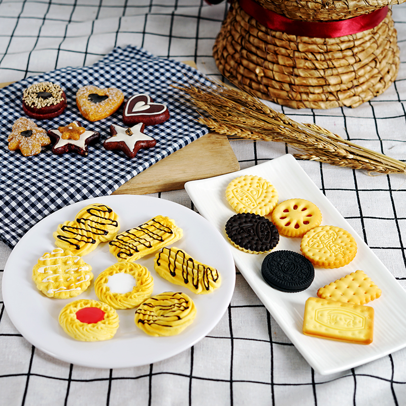 Biscuit snacks simulation waffle nuts cookie fake food model soft decoration props home kitchen oven accessories
