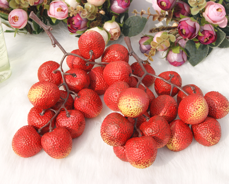 Simulation lychee PVC plastic high imitation lychee streaming model window photography props material early to teach props