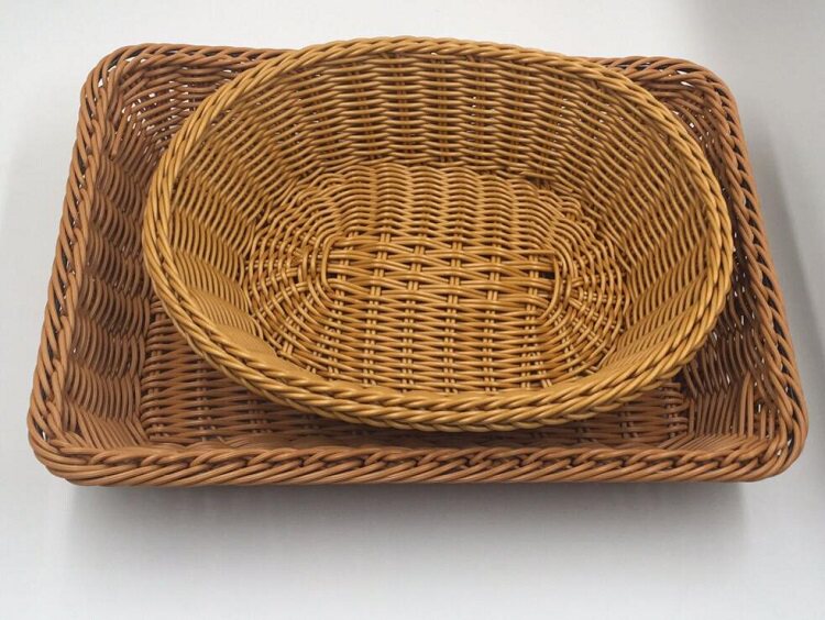 Imitation Vine Basket Willow Fruit Basket Bread Basket Rectangular Plastic Nursery Tray Supermarket Display Basket Willow Woven Bamboo Basket