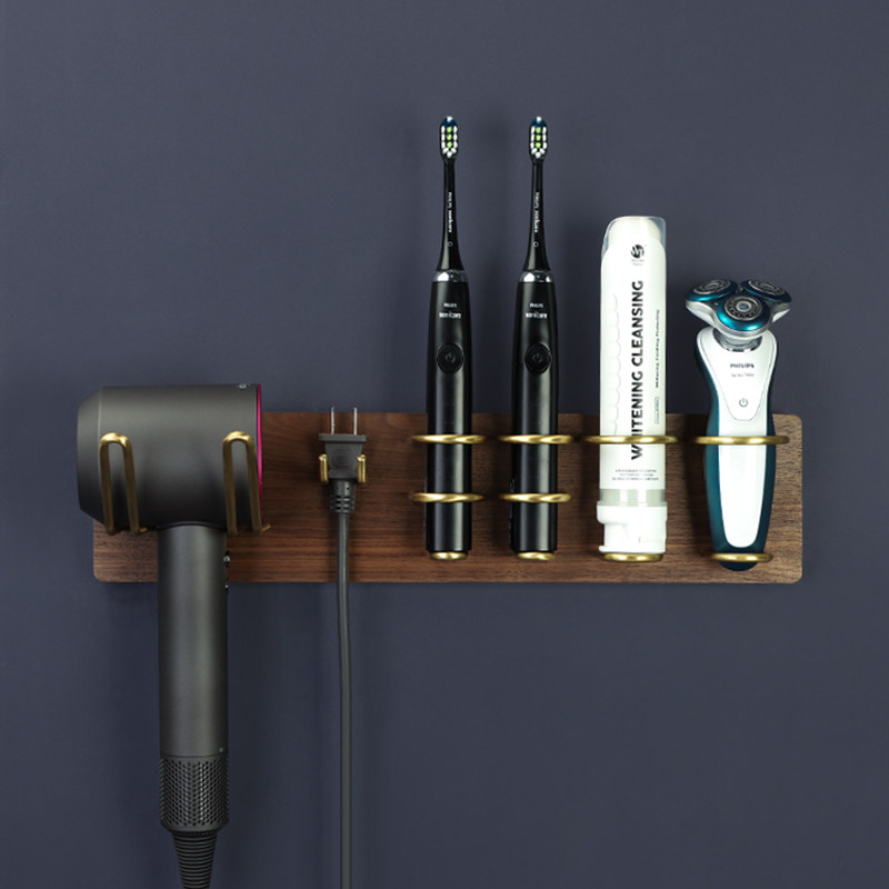 Black Walnut Solid Woodwooden Hairdryer Hanging Japanese Toothbrush Toothpaste Archives Shaver Wall Hanging Access Sticker