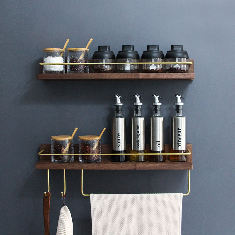 Kitchen Concort Bottle Placement Frame Solid Wood-free Punching Multifunctional Wall Handle Search Tank Handle Handle