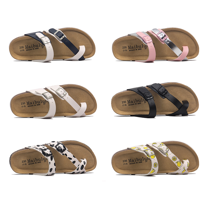 Mai Bulun Thong-Toe Cork Slippers, Flat Non-Slip Outdoor Unisex Large Size Beach Versatile Color-Block Flip-Flops for Summer