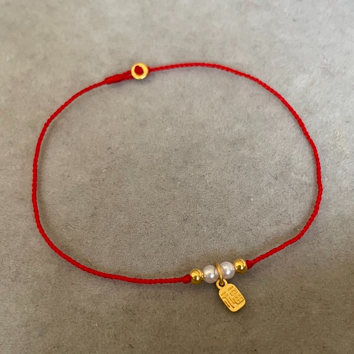0 3mm hand-woven 24K gold pure gold transfer beads Xiaofu brand hand-woven red rope anklet