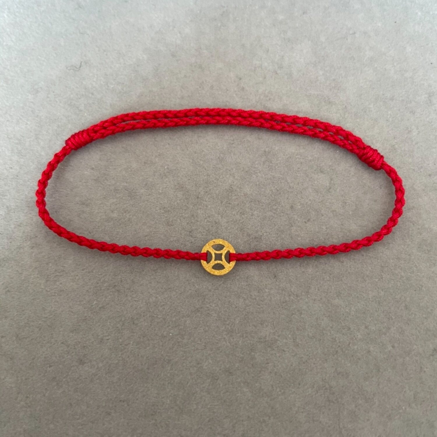 0 8mm fine 24K pure gold 999 pure gold small coins copper coins Year of the Ox adjustable hand-knitted hand rope anklet