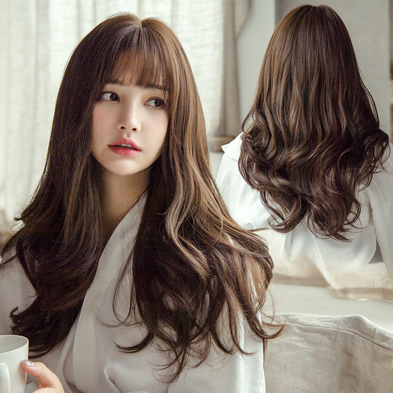 Wig female middle long hair Japanese long curly hair daily imitation pseudo-girl hairstyle large wavy curls natural full head cover