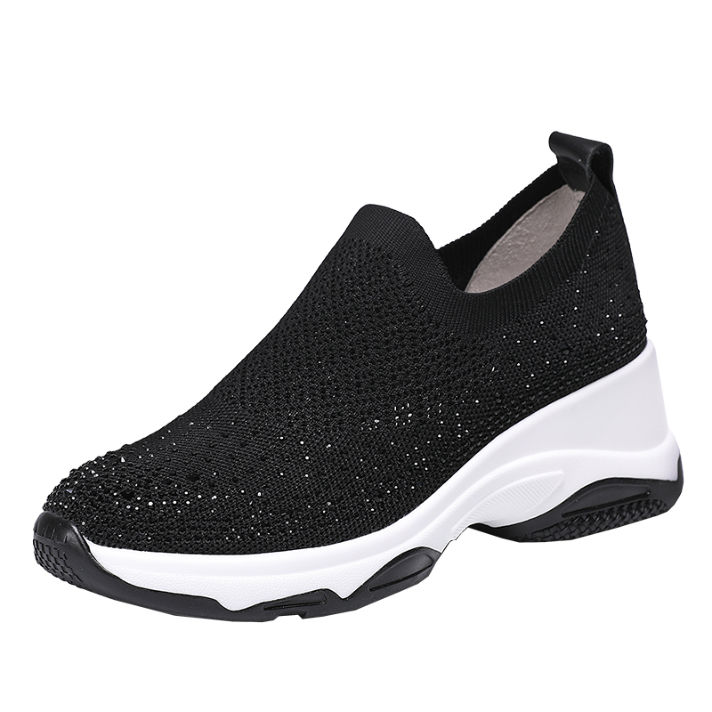 Same Style as in the Mall, 2026 Spring and Autumn New Casual Women's Shoes, Platform Thick-Soled Rhinestone Women's Shoes, Lightweight Travel Shoes