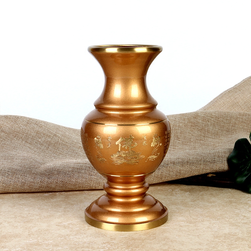 Pink Gold Round Edge Pure Copper Pink Gold Series For Buddour Flowers Inserts Pure Bronze Vase Buddha with Guanyin Bottle