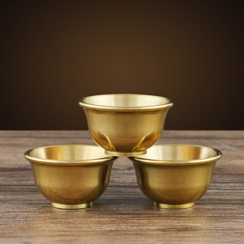 For the Buddha tea cup Tonggong Cup copper for the cup Buddha Hall Supplies for the Buddha's water glass small copper tea cup Baideity Cup pure copper