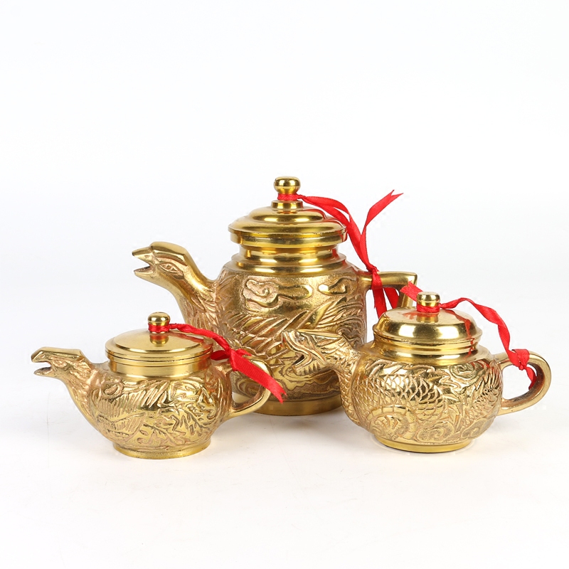 For the Divine Gift Buddha Oil Pot Teapot Pure Copper Bronze Pot Buddha Hall Water supply for a wine pot Longfeng teapot