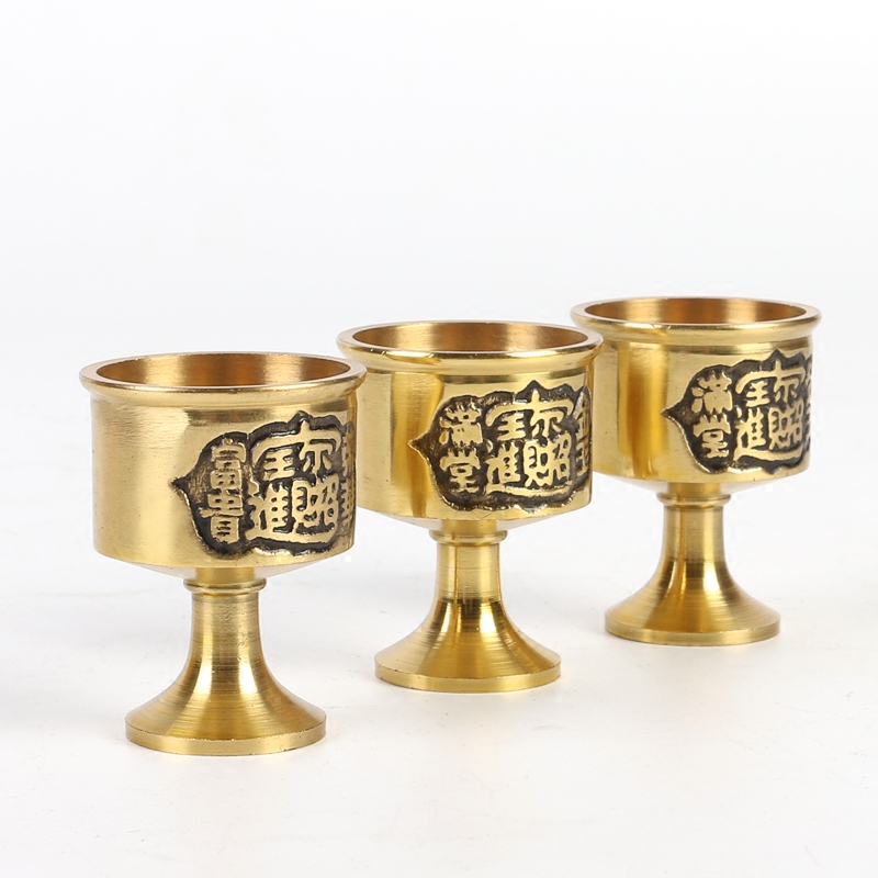 Worship god wine cup Buddha water cup pure copper offering cup tribute water cup ancestor copper wine cup Jinbao Wealth God Guan Gong Cup