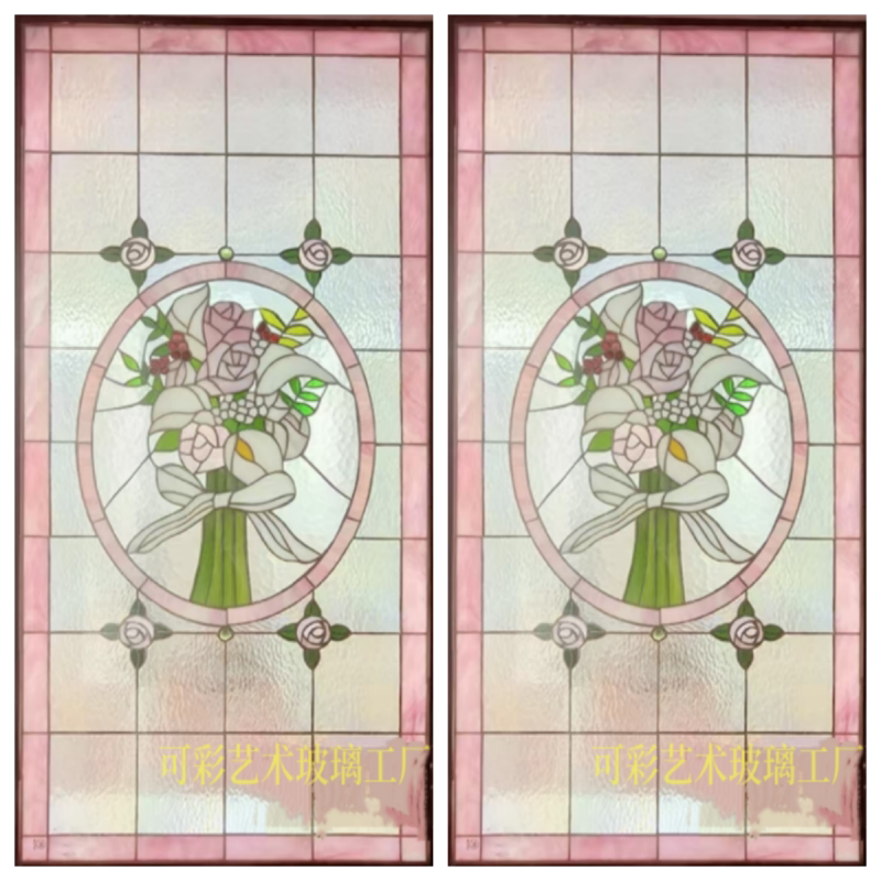 Colorful Tiffany Handmade Welded Rose Bouquet in Pink Series, Artistic Glass Translucent Crystal with Hand-Painted Lines Colorful Tiffany Handmade Welded Rose Bouquet in Pink Series, Artistic Glass Translucent Crystal with Hand-Painted Lines