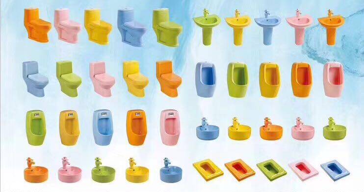 Series of cleaning appliances for children's bathroom cleaning