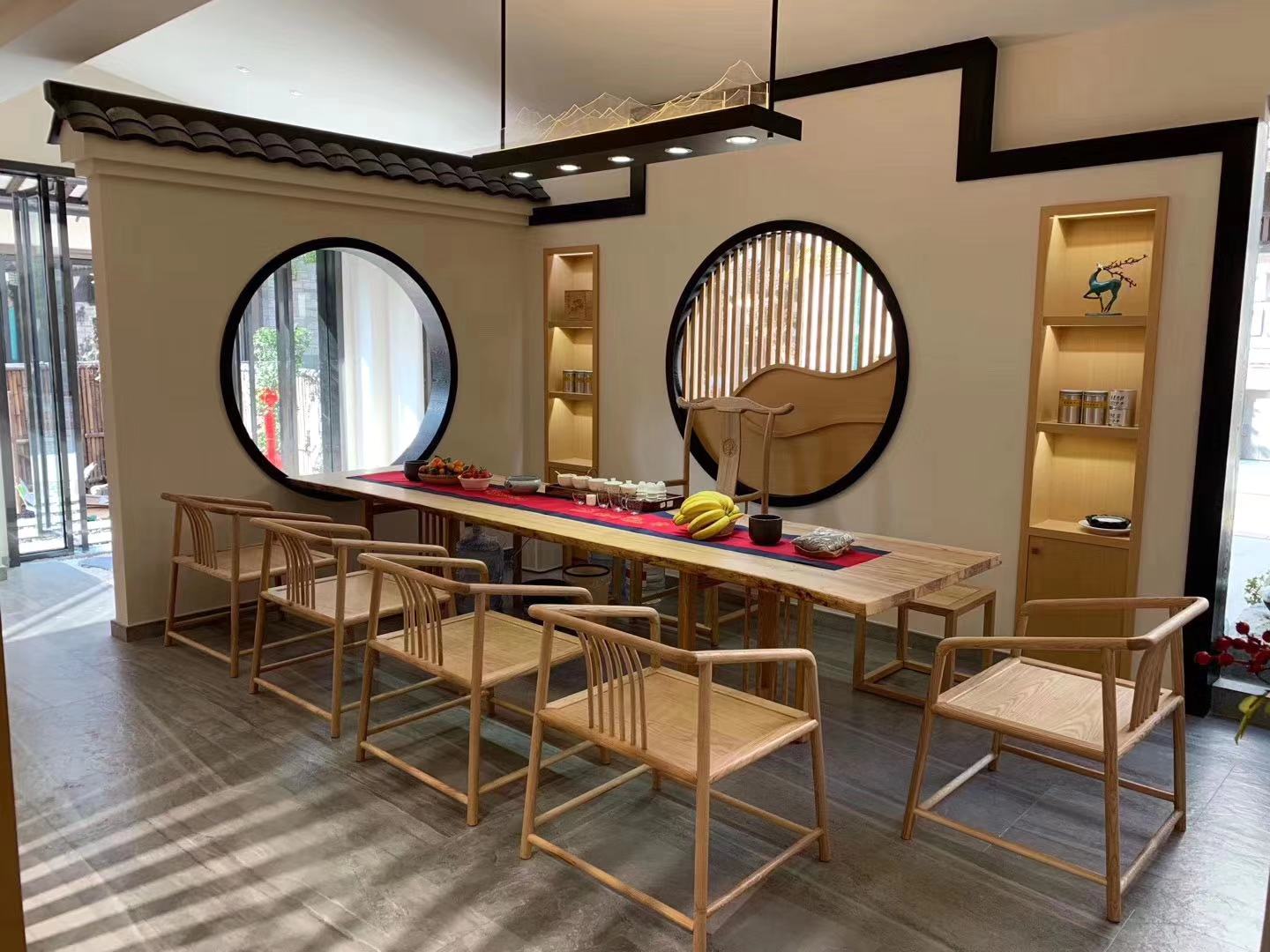 Ash wood log large board table double book table tea table desk personality simple 323*95 92 98*5