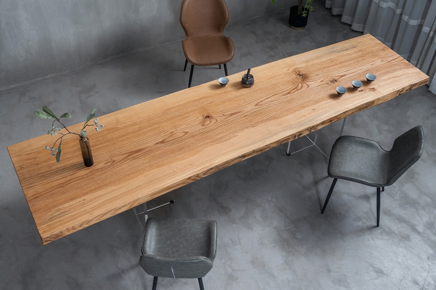 H429 white wax wood whole board modern minimalist log light lavish tea table table work 303 * 81 * 76 5 * 69 * 5