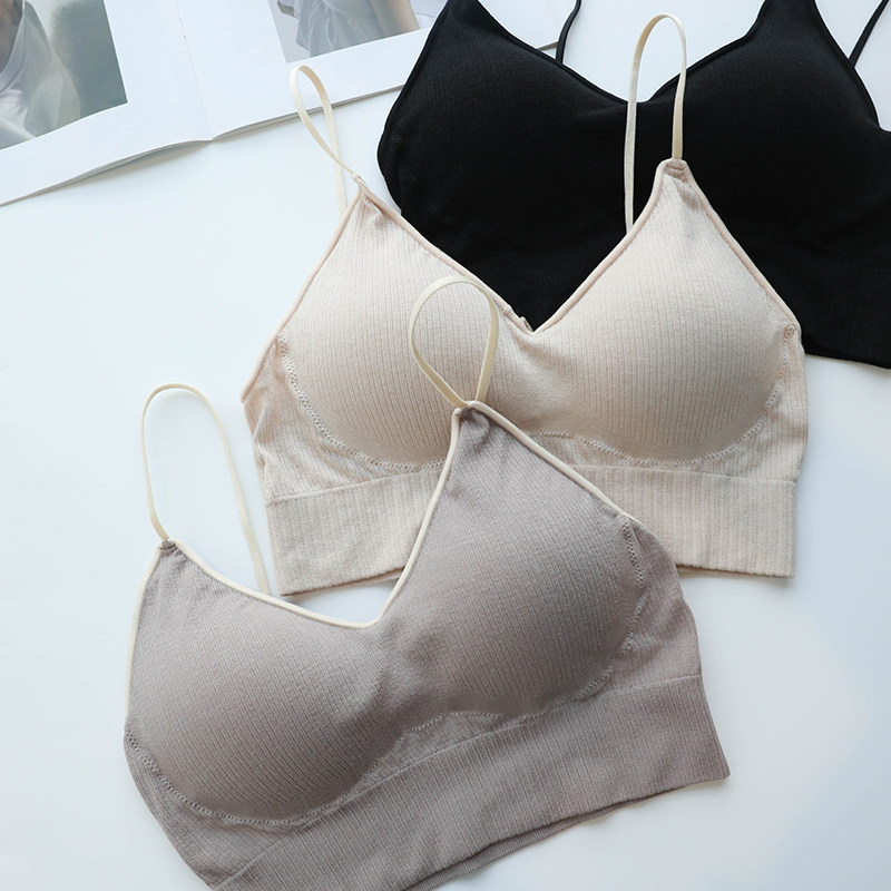 No steel ring underwear silk breathable latex cotton comfortable camisole bra closes the breasts U-shaped beauty back bra female