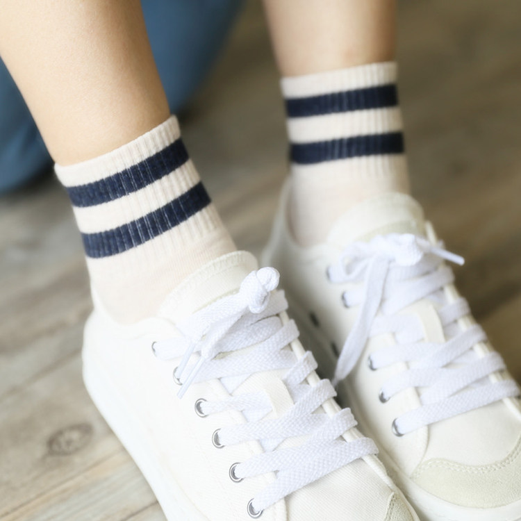 Two Bars Socks Sport Short Socks Pure Cotton Girls College Wind Socks in Sox Sox Pure Cotton Short Sox Korea Sox Japan