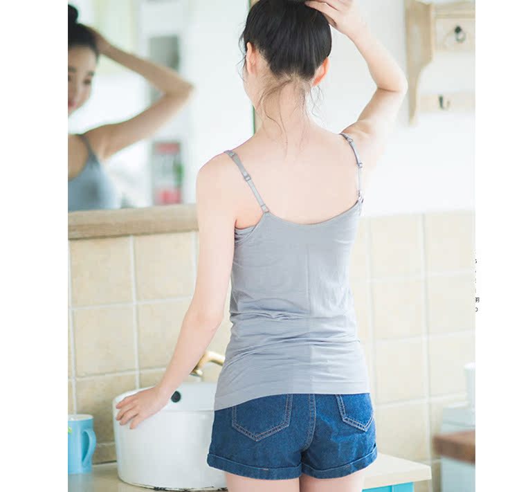 Sọc với áo ngực yếm nữ cơ sở đoạn ngắn vào mùa hè với đồ lót trắng miễn phí áo ngực - Áo vest áo ba lỗ nữ ngắn