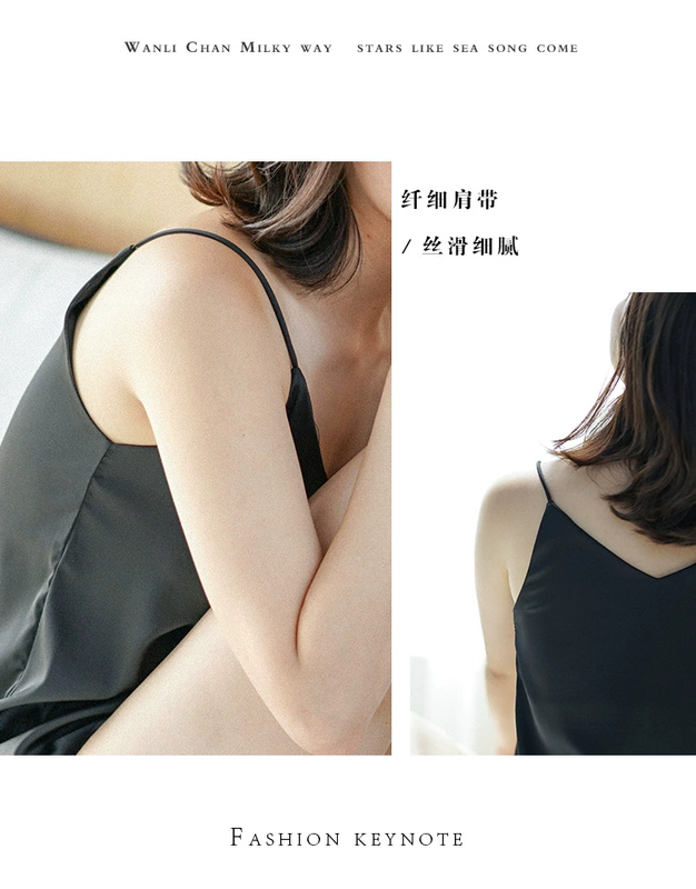 Mùa xuân và mùa hè hoang dã mô phỏng phần mỏng lụa bên dưới đáy của lụa satin lỏng lẻo bên ngoài mỏng mặc cổ chữ V