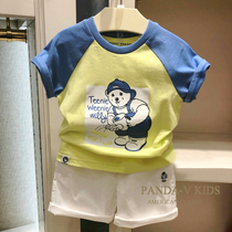 Teenie Weenie小熊男童装短袖T恤 2021中大童纯棉圆领套头体恤潮