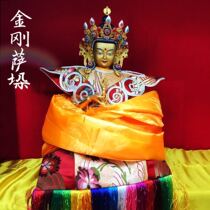 Tibet pure yellow bronze Buddha statue Vajra home offering recommended hand-painted gold open face gold silk Buddha clothing height 45cm
