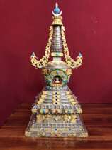 Tibet Tibetan Buddhism hand-inlaid brush gold painted pagoda home worship icon height 50cm Special