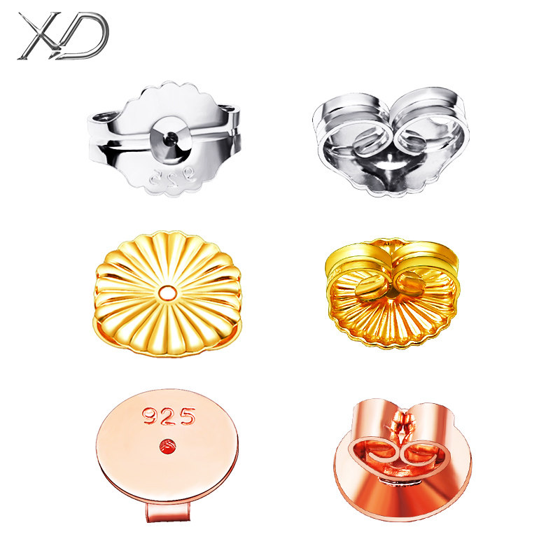 Extra large ear plug sterling silver earrings back plug 925 silver plated 18k gold earbuds clogging ear cap plug non-slip