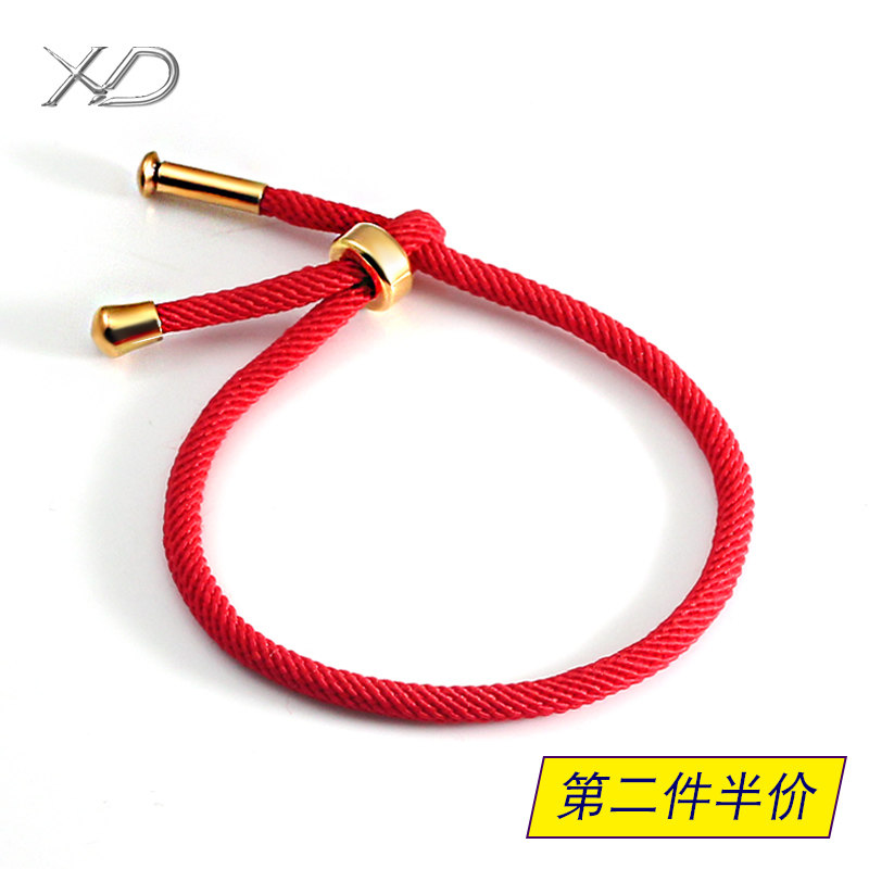 This year, red rope bracelet pig tide wears 3D hard gold transfer beads hand wearing hand - woven handrope