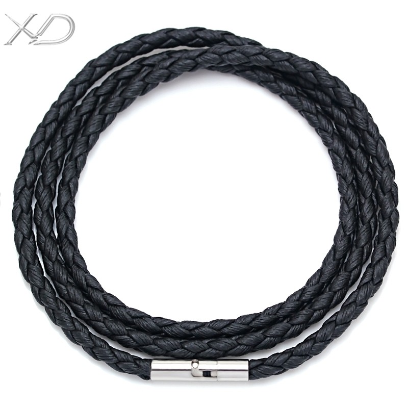 High Quality Handwoven Pendant Rope Necklace Pendant Rope Leather Rope Ring Emerald Jade Pependant Rope Men Black Rope