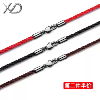 Gold pendant lanyard necklace rope clavicle chain Female thin rope men's jade jade beeswax red lanyard