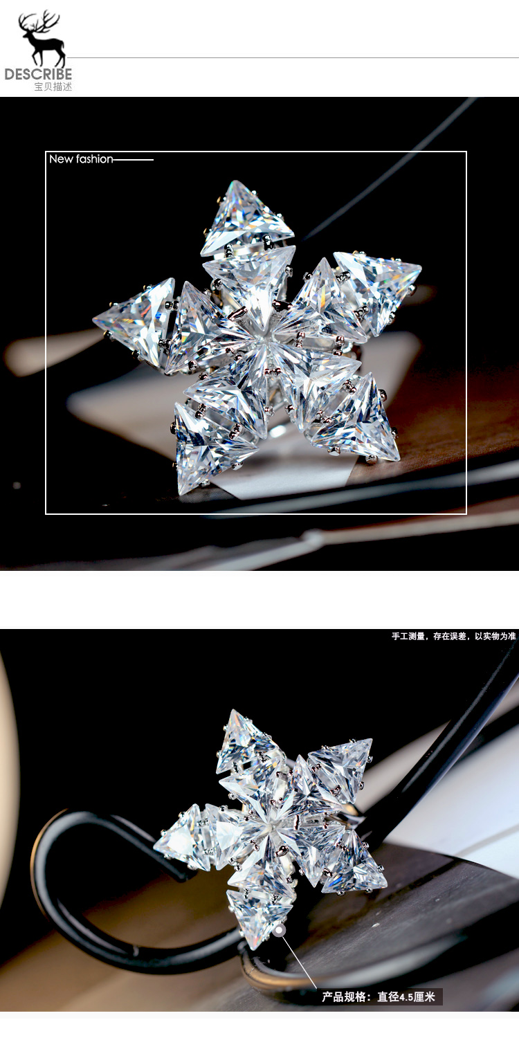 Nhiều tam giác zircon hình ngôi sao năm cánh khăn lụa khóa chuyên nghiệp ba vòng khăn quàng tròn phòng kinh doanh phần giữa khăn quàng cài áo công sở đẹp