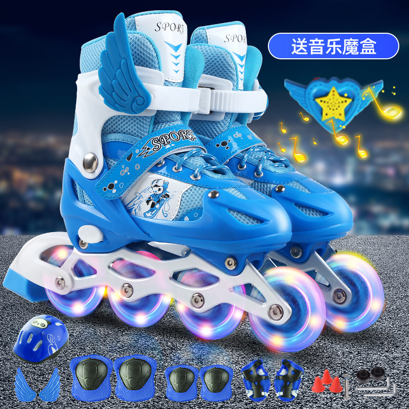 Roller skates children's full set 3-4-5-6-8-10-12 years old adjustable roller skates boys and girls adult