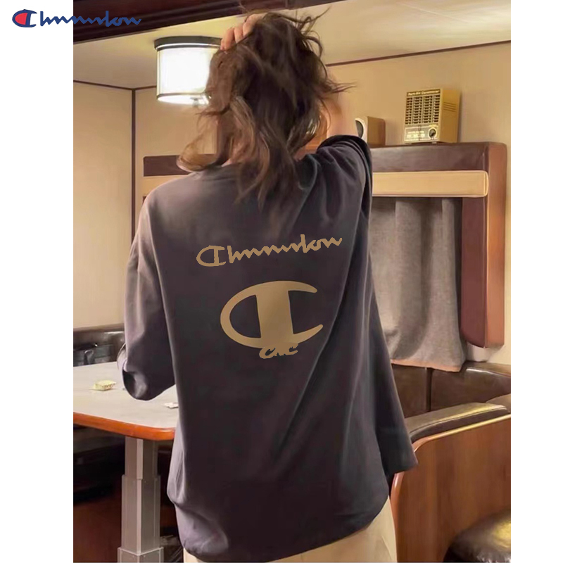 Outlet Sells Cute Champion Pure Cotton Heavyweight Short-Sleeve T-Shirts, Trendy Brand Couple Loose Round-Neck Printed Half-Sleeve Tops