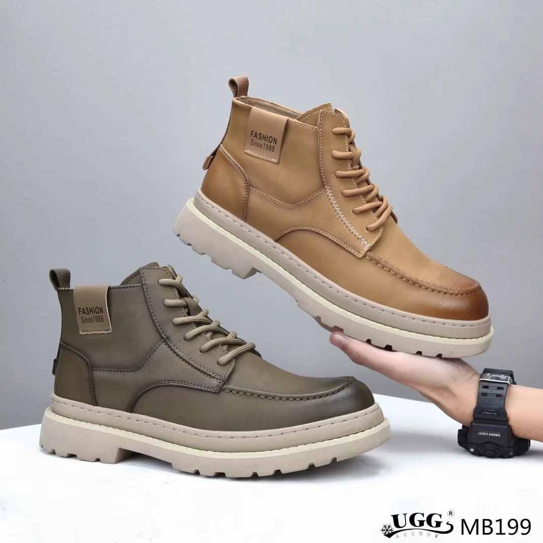 Стильные кожаные сапоги UGG высокого качества с теплой подкладкой, нескользящие, коллекция 2023