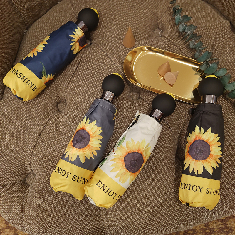 Very Summery! Deep Uv Protection Parasol, Sunflower 50% off Umbrella, Strong Wind Resistant, Sunny and Rainy Weather Umbrella, Portable