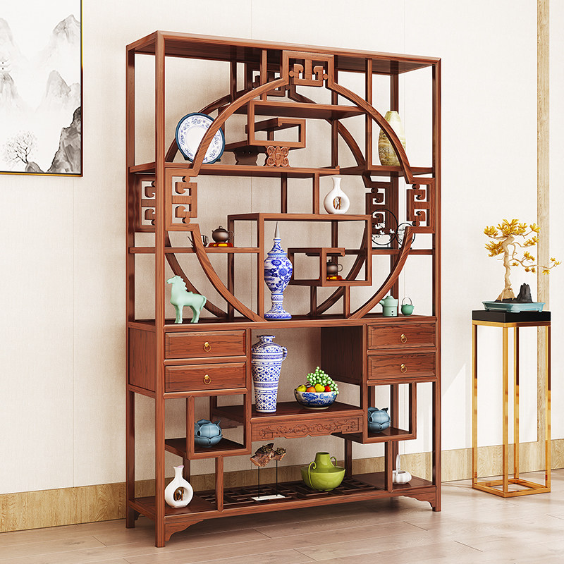 Chinese-style Bogu rack solid wood Chinese-style storage antique tea room tea tea set rack display cabinet museum decoration Duobaoge